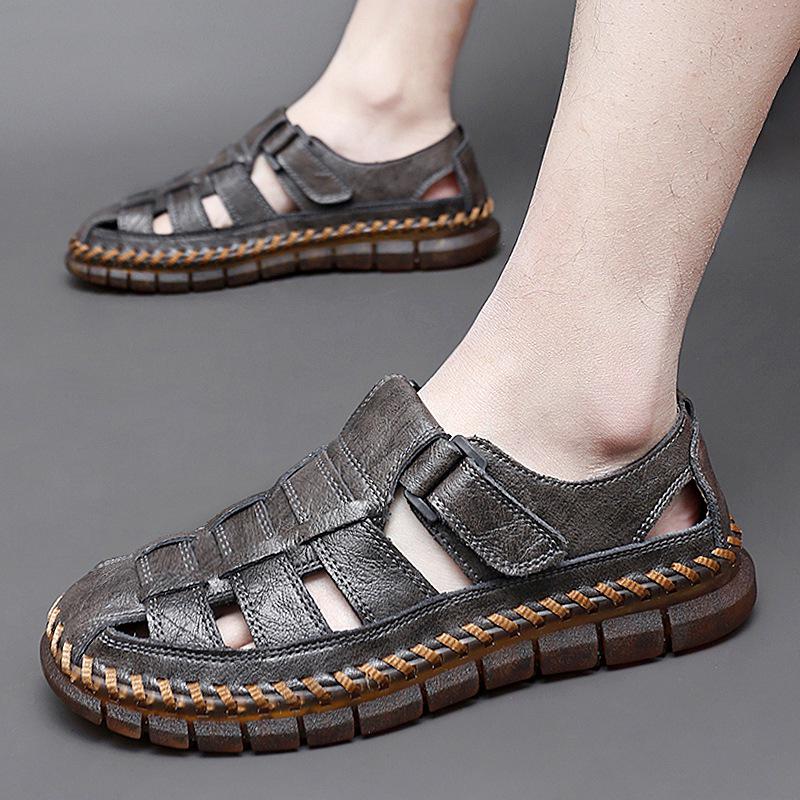 2025 Retro Übergröße Herren Strandsandalen: Sommer Slipper Hollow Casual Pantoletten