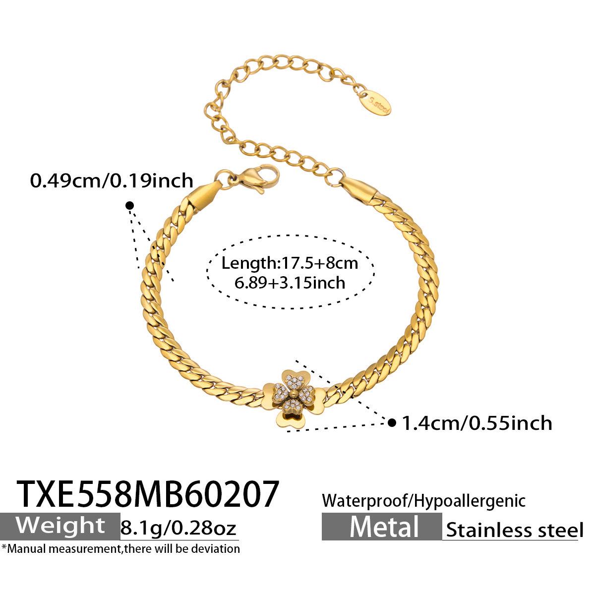 

Stylish European & American Double Layer Zirconia Flower Necklace & Stainless Steel Bracelet Jewelry Set for Women