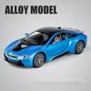 1/32 BMW I8 New Energy Car Alloy Sports Car Model Diecast Simulation Metal Racing Vehicles Car Model Sound Light Childrens Toys Gift