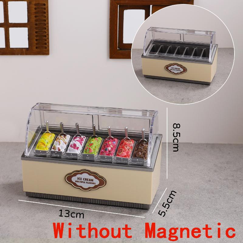 

1 Набор 1/12 Кукольный домик Шкаф для мороженого Симуляция Десерт Мини Еда Кухонная игрушка Миниатюрная мебель Морозильная камера для супермаркета Подарок