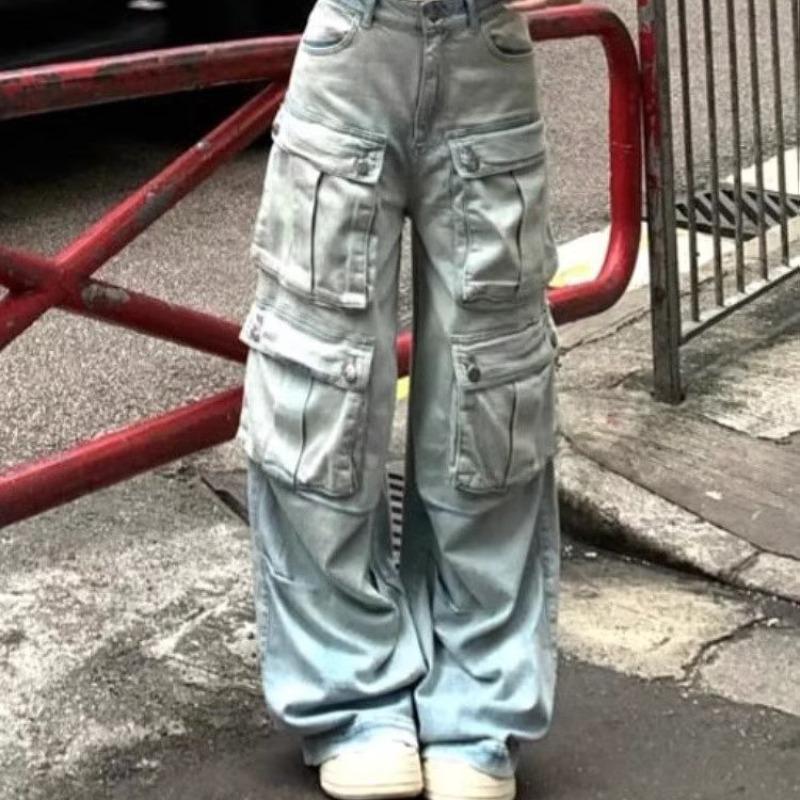 

Женский комбинезон с высокой талией в американском ретро-стиле, белый - осенние облегающие свободные прямые джинсы S светло-синий