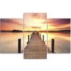 Dreiteiliger Leinwanddruck „Footbridge Lake Sunset“.
