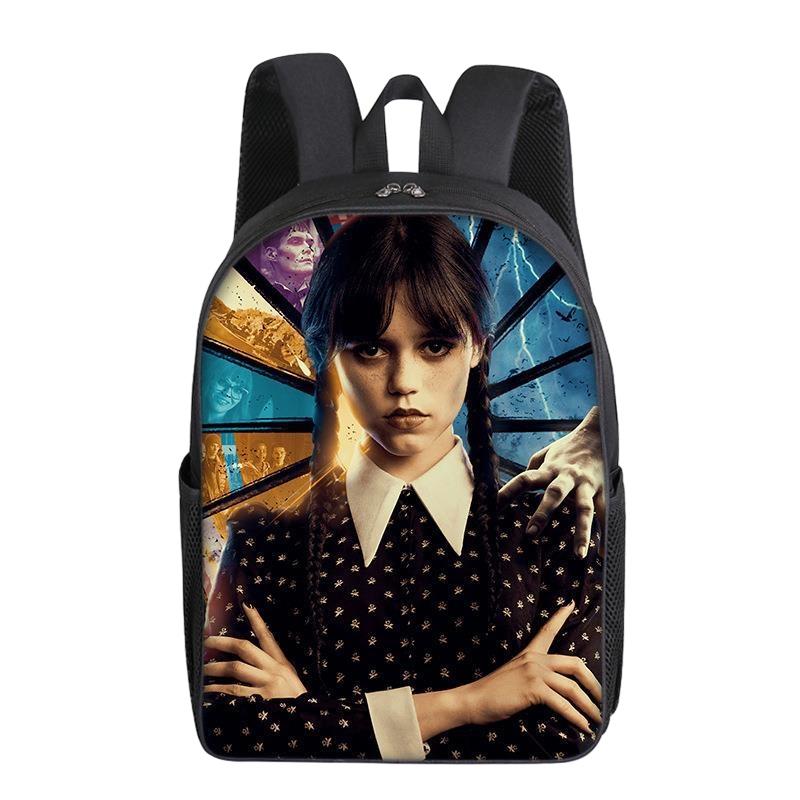2023 New Wednesday Addams Backpack For Elementary School Students Double Layer Design For Boys And Girls