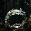 Vintage Plated Bangle Hollow Leaf Unique Ring Ethnic Style Unisex Holiday Gift Ring Irregular Tree Branches Easter Ring Gift New