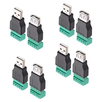 USB 2.0 Type A To 5 Pin Screw Terminal Male Female Connector USB2.0 Jack Socket with Shield