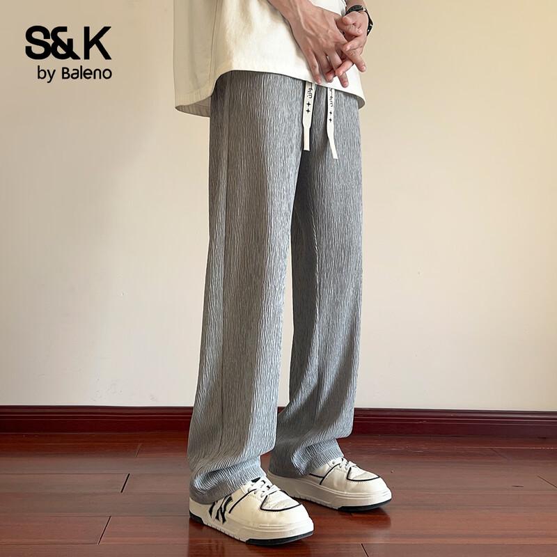 Baleno S&K Men's Textured Straight-Leg Casual Trousers