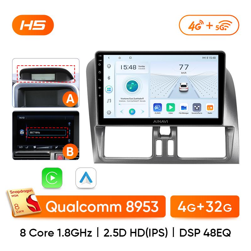 

Автомобільний радіо Ainavi для Volvo XC60 2007 2010 2013 2014 2017 Бездротовий CarPlay Android Auto 4G Автомобільний мультимедійний GPS 2 Din Авторадіо