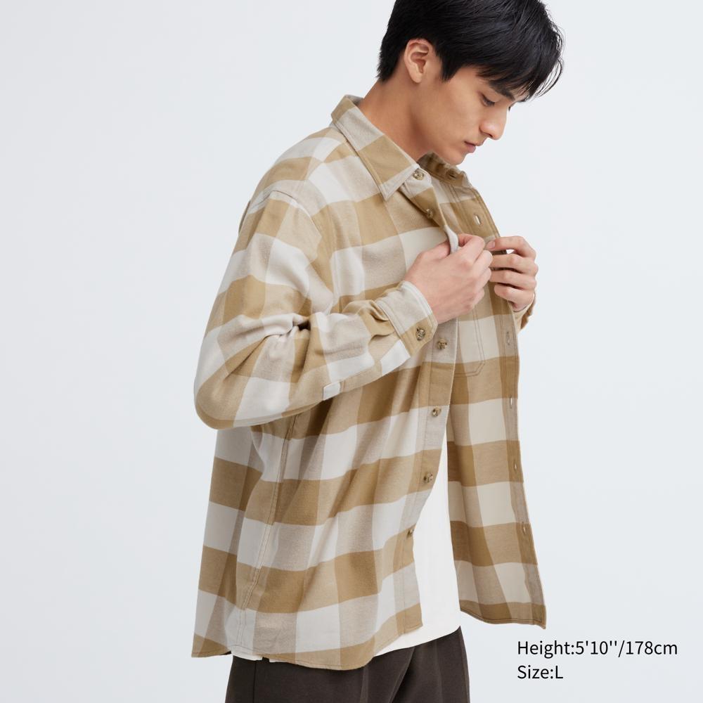 

Фланелевая рубашка в клетку UNIQLO с длинными рукавами, стандартный воротник, M