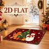 2D Printed Christmas Holiday Decor Mat, Soft Fleece Material, Christmas Tree Gingerbread Man Penguin Snowman Red Checkered Pattern, Fun Carpet Machine