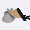 Ribbon Strap Straw Beach Hat Breathable Visor Hat Fashion Empty Top Hat  Summer