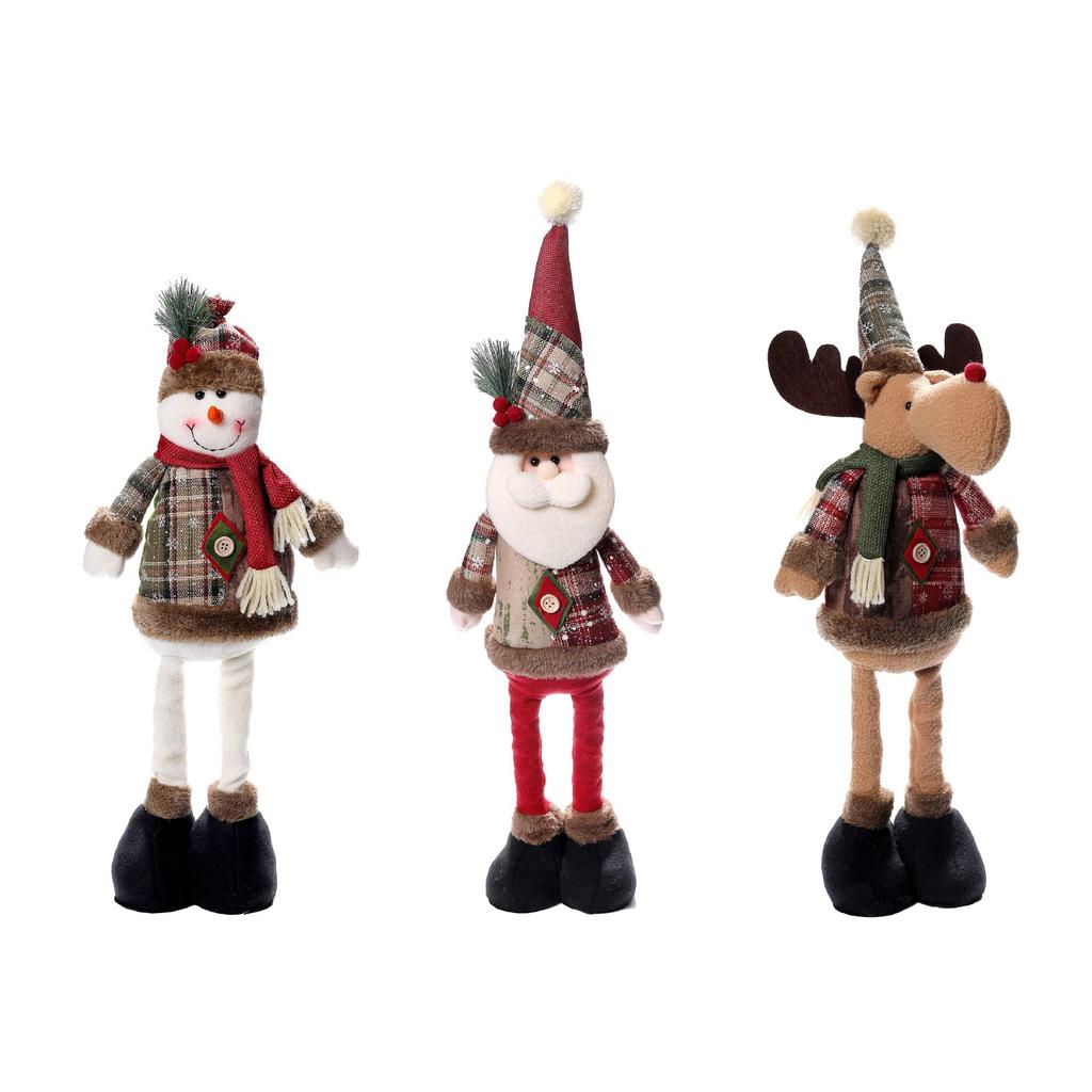 Direktlieferung ab Werk von grenzüberschreitendem weihnachtlichem Retro-Schneeflocken-Karomuster-Stoff, dehnbare Puppen für Hotels und Einkaufszentren