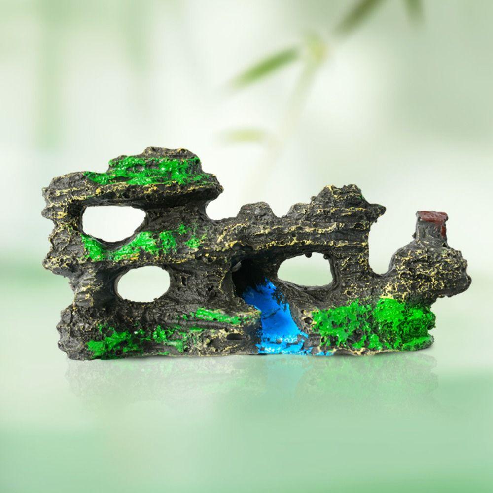 Resin Craft Aquarium Rockery Figurines Realistic Simulation Stone Statue  Fish Tank Landscape Decor