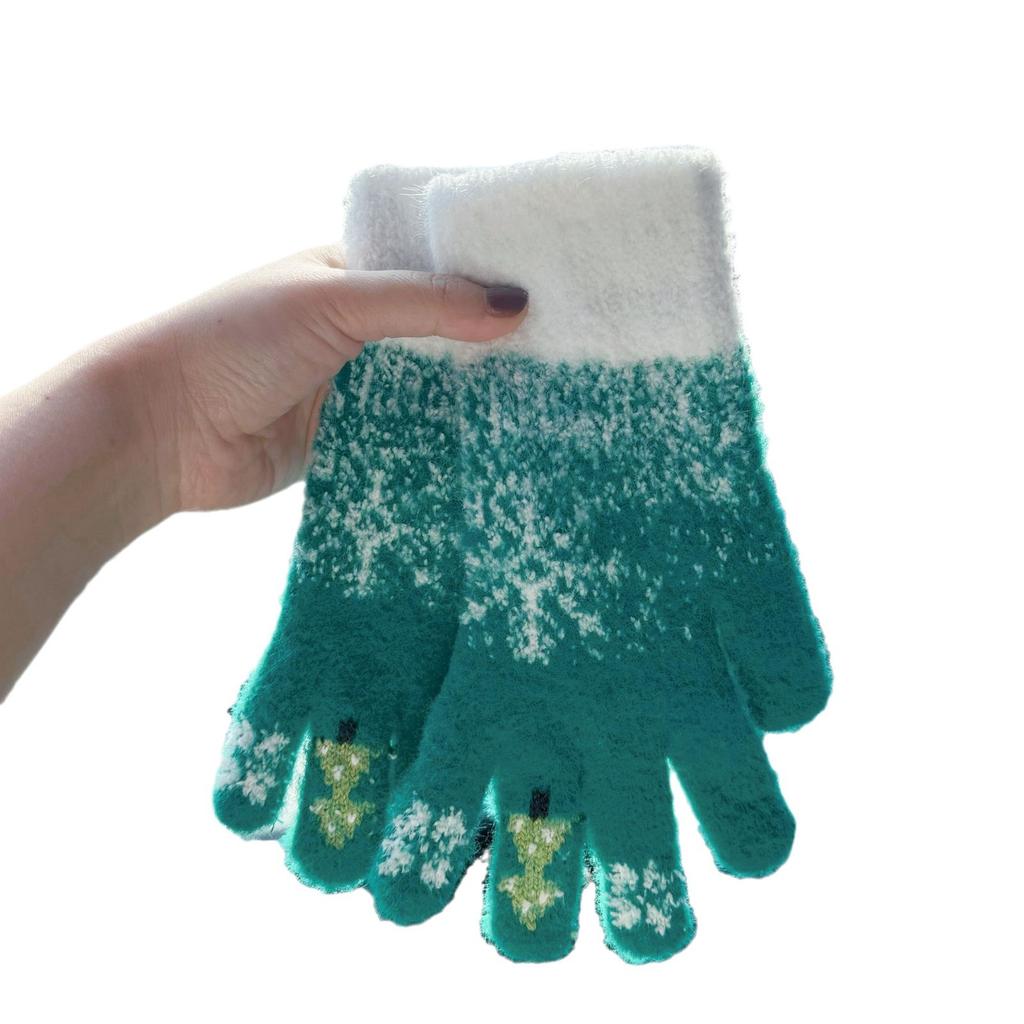 Christmas Fingerless Gloves for Women Cute  Winter Festival  Touch Screen  Thickened  Warm Knitted Plush  Cold and Windproof for Cycling Men