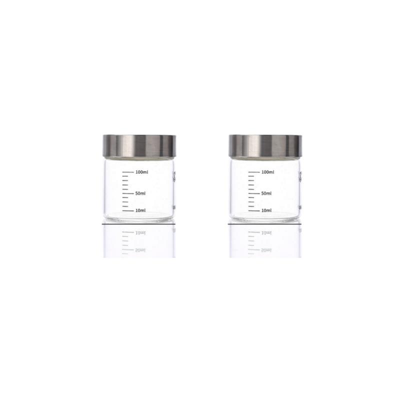 

2Pcs 100-500ml Glass Storage Cup Portable Seal Thickening High Borosilicate Thermostability Liquid Storage Cup Scale Sealed Jar