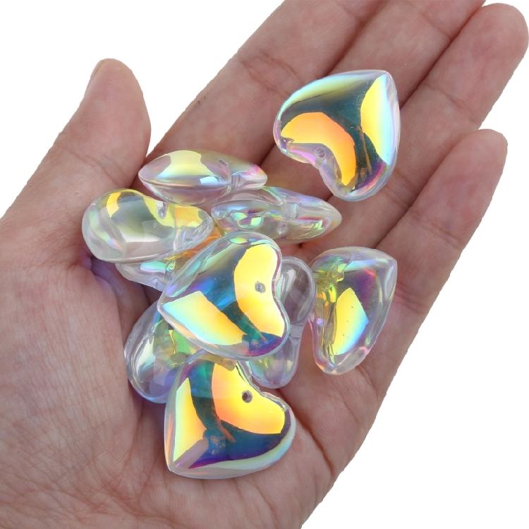 10Pcs Heart Glass Rock Charm Bracelet Necklace Pendant DIY Jewelry Making Craft