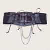 Lace Corset Punk Black Wide Belt With Chain Pu Leather Slimming Body Belts for Women Elastic High Waist Belt Female Cummerbunds