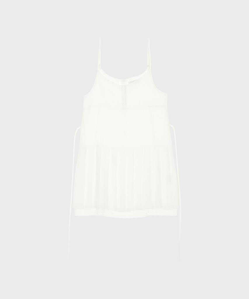 Alkialka Pleated Chiffon Mini Dress (Ivory)