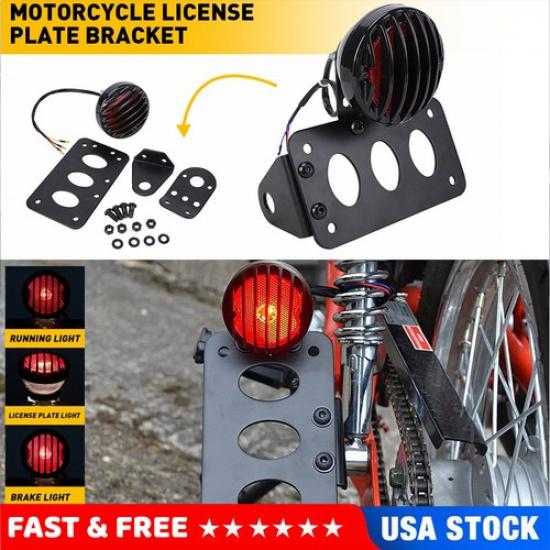 

Motorcycle LED Tail Brake Light License Plate Bracket for Yamaha Honda Bobber