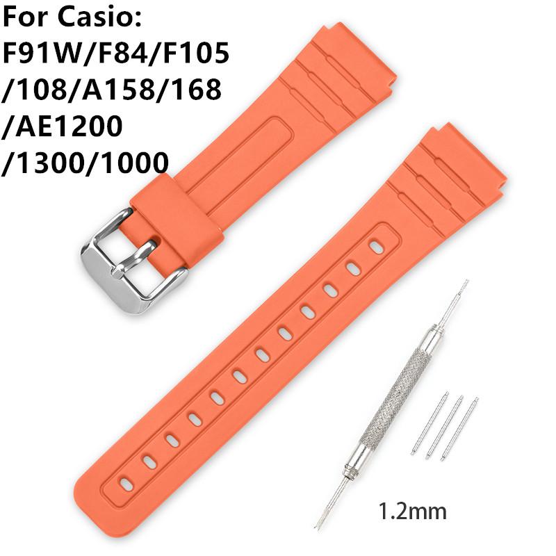 18mm TPU Resin Strap for Casio F-91W F-84 F-105/108 A-158/168 AE-1200/1300 Watch Band Waterproof Sport Bracelet Accessories