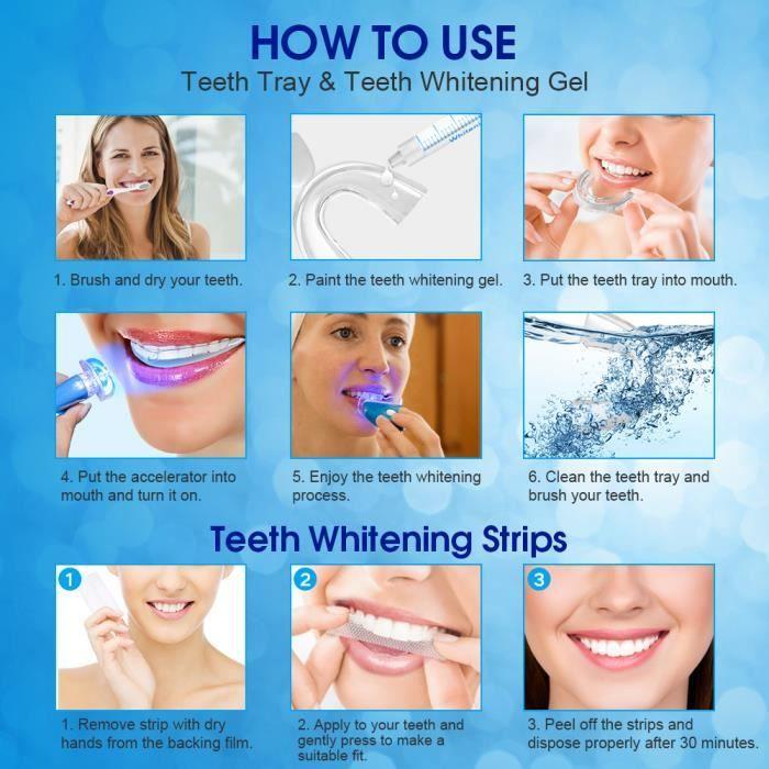 Kit de blanchiment dentaire - IFANZE - 11pcs - Gel au peroxyde de carbamide - Lampe LED - Réutilisable