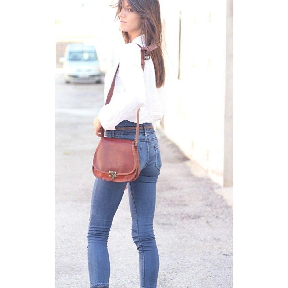 

Женский кошелек 7 X9 Винтажная сумка ручной работы из натуральной кожи с замком через плечо 7 x 9 x 3 in коричневый