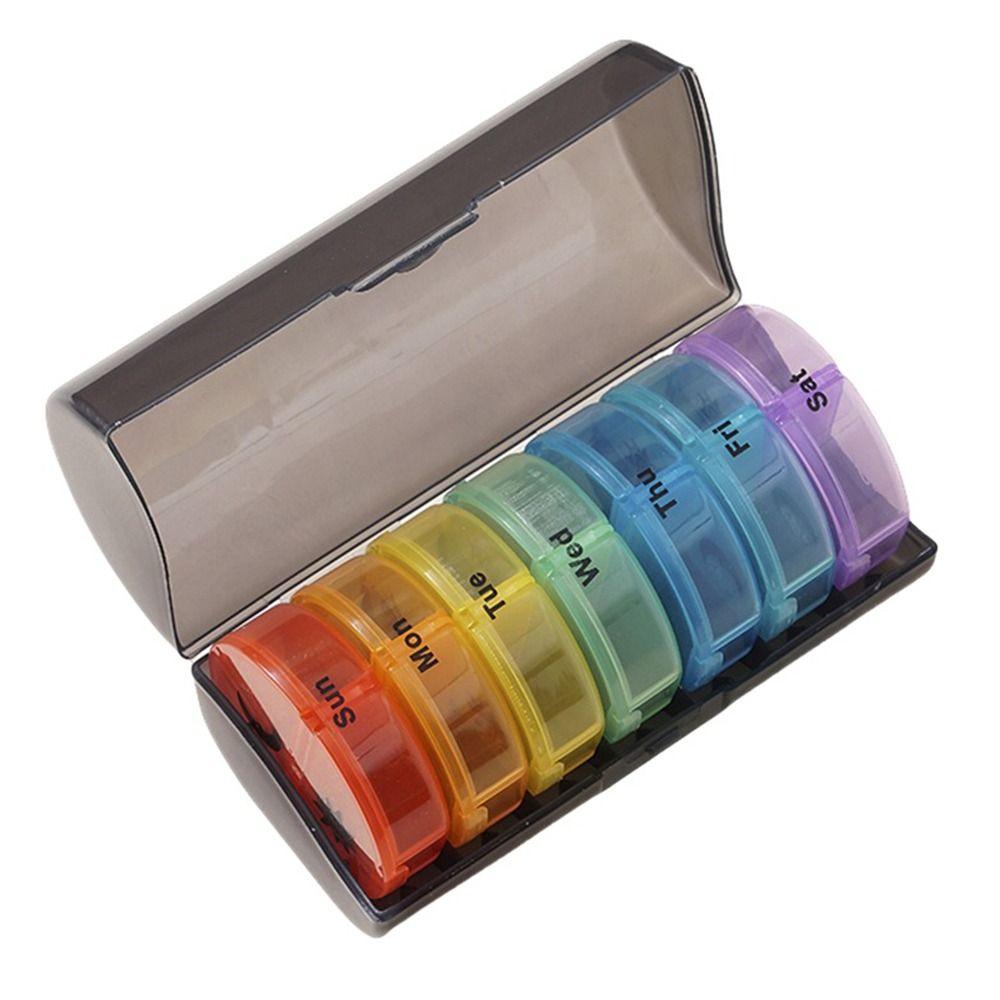 Medikamentenbehälter 7-Tage-Teiler Pillen-Organizer 14-Fächer AM/PM-Fächer Regenbogen-Pillendose Wiederverwendbar 2 Mal täglich Tägliche Pillendose