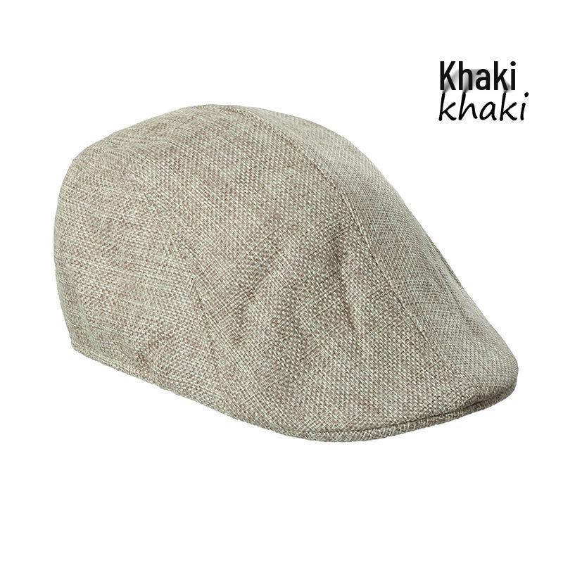 Breathable Spring & Autumn Linen Beret - Unisex Sun Hat, Solid Color, Hollow Design.