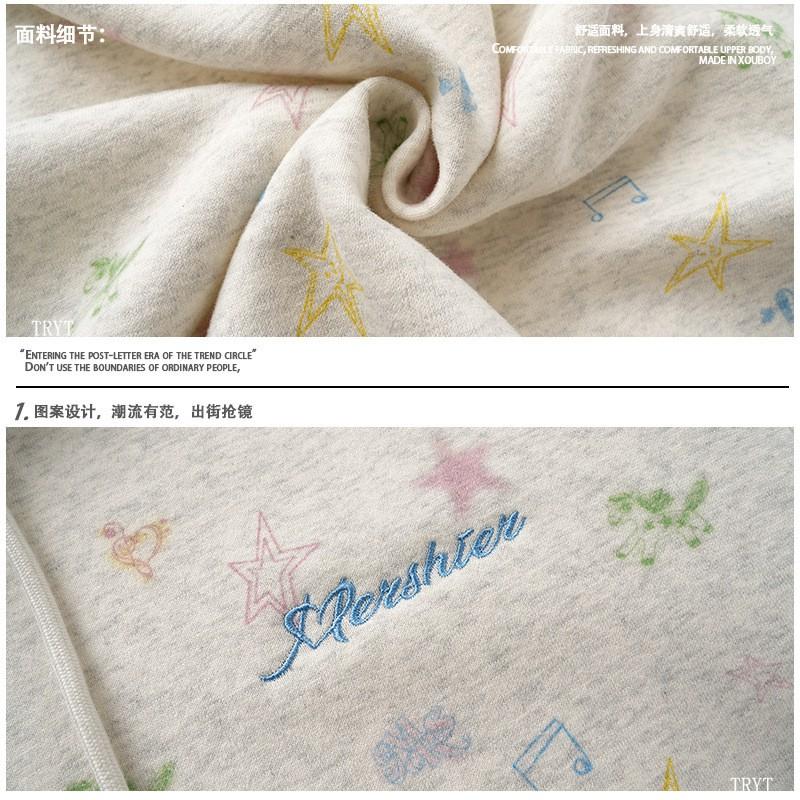 Oversized Floral Print Hooded Zip-Up Sweatshirt Unisex Loose Fit Casual Top