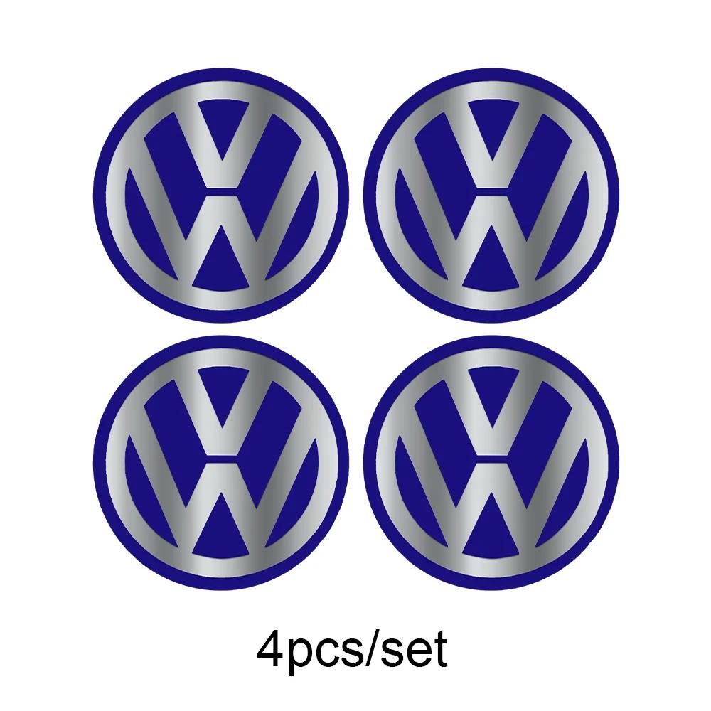 

2025 Hot 4Pcs/Set 56mm Car Wheel Badge Emblem Sticker For VW Volkswagen R Jetta Golf Beetle CC EOS GTI motion MTM Passat Car Acc 56mm