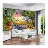 3D Wallpaper Rainbow Sky Green Forest Animal Elephant Lion  Mural Living Room Kid's Art Murals