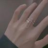 New Arrivals Open Run Star Ring Layered Chain Cubic Thin Street Silver