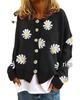 Autumn & Winter Chrysanthemum Embroidered Women's Knit Cardigan Sweater