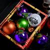 Dark Skeleton Pumpkin Ball Set 6cm - Halloween Painted Electroplated Ornaments for Party Tree Hanging Porch Decor