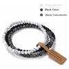 3Pcs/set Natural Green Stone Bracelet 4mm Moss Agates Black Onyx Cat Eye Beads Elastic Bracelets For Women Men Simple Jewelry