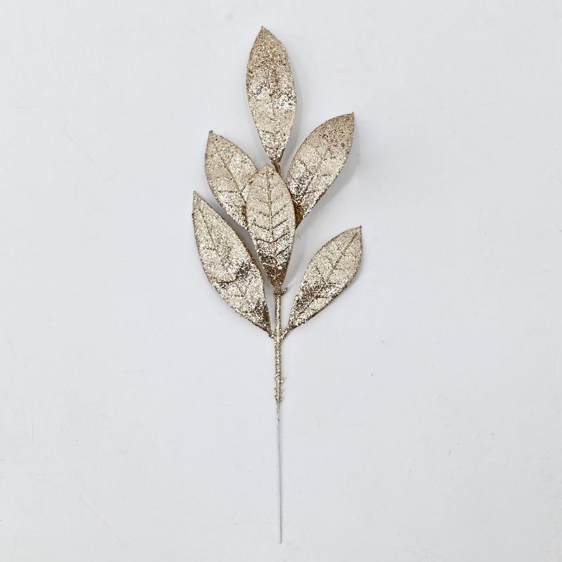 Simulated green plant Christmas gold powder leaf Eucalyptus glitter Christmas home decoration