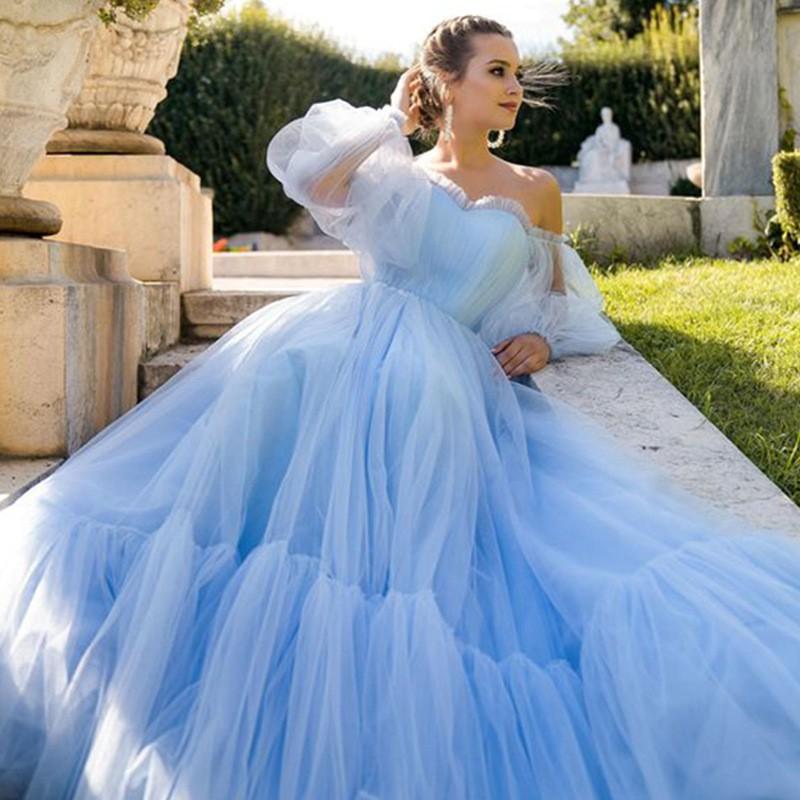 Elegant Off-Shoulder Tulle Maxi Dress With