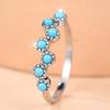 Silver Turquoise Ring 7-Stone Beaded Band Boho Vintage Style Stackable Jewelry Gift for Women