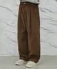 SIGNATURE Single-Pleat Corduroy Wide Pants [Brown]