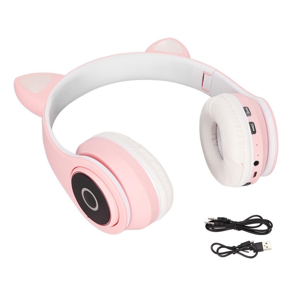

Bass Enhancement Cute Cat Ear Bluetooth Headset Adjustable Wireless Bluetooth Headset Portable Headset Portable Use рожевий