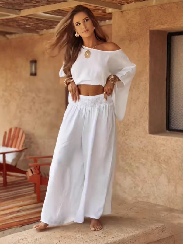 2025 European & American Casual Loose Off-Shoulder Summer Women's Set