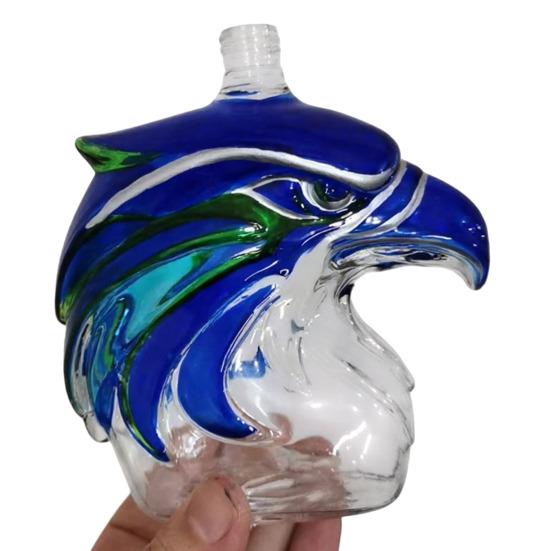 Skleněná dekorační láhev na whiskey s hlavou orla Čirá Jedinečný dárek pro sběratele whiskey, vína, koktejlů Dárek pro fanoušky Displej do baru Dárky