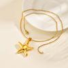 Minimalist Starfish Pendant Necklace for Women,Gold Color Stainless Steel Waterproof Necklaces,Fashion Jewelry Gift