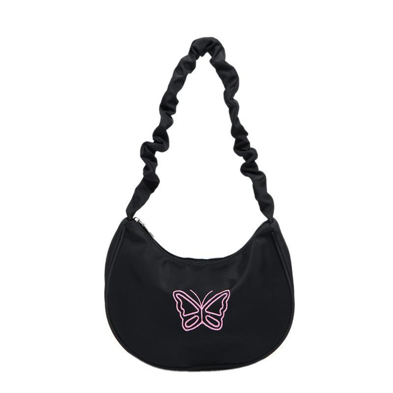 Fashionable Mid-sized Embroidered Pu Crescent Bag For Women In Various Colors чёрный