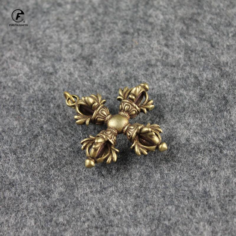 Copper Buddhism Dorje Cross Vajry Pestle Ornaments Home Decorations Accessories Brass Key Chains Pendants Desktop Decor Crafts
