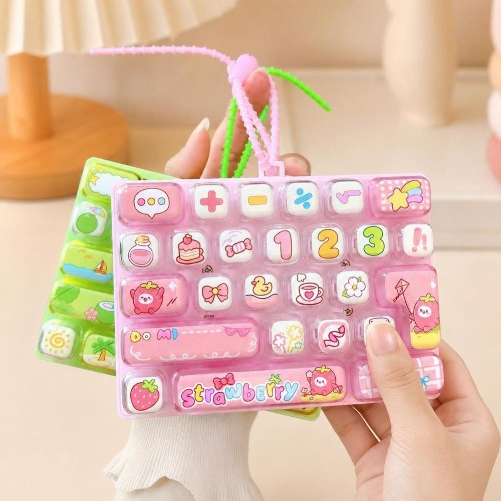 Cartoon Fingertip Button Keyring Pressable Keys Keyboard Clicker Keychain  Travel Use