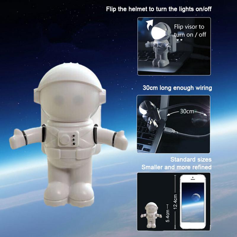 USB Mini Night Lights White Astronaut Portable Reading Desk Lamp For Computer PC Desk LED Light Room Decor Portable Night Lamps