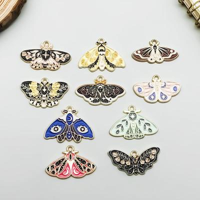 Colorful Enamel Alloy Butterfly & Leaf Pendant Charm for DIY Jewelry