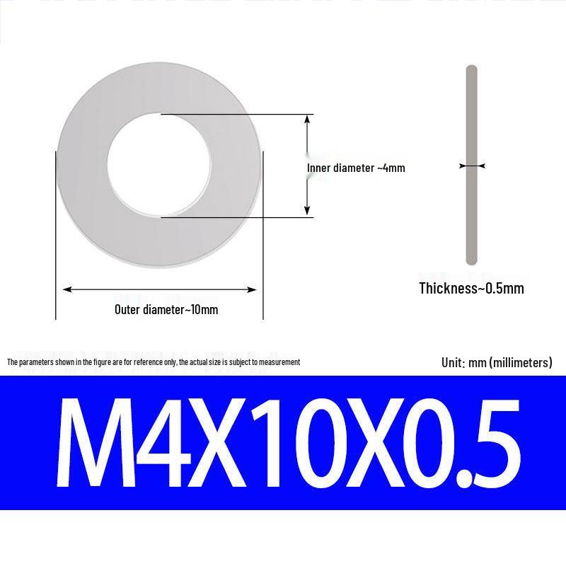 304 Stainless Steel Ultra-Thin Flat Washer, Thickness: 0.1/0.2/0.3/0.4/0.5 Mm, Sizes M1-M8