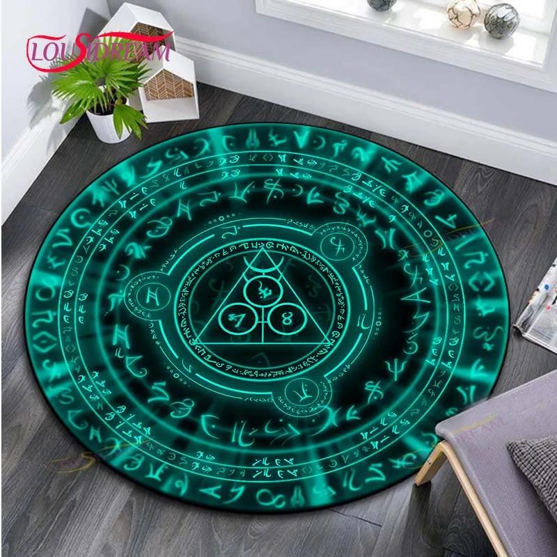Cartoon Magische Cirkel Tapijt Huis Decoratief Rond Tapijt Zacht Mode Vloerkleden Slaapkamer Antislip Vloermat Stoelmat Boos Tapijt