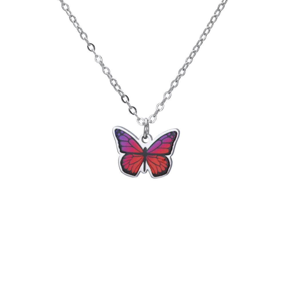 Teamer Colorful Butterfly Necklace For Women Girls Gold Color Stainless Steel Birthday Fashion Jewelry Gift Wholesale 2026 New
